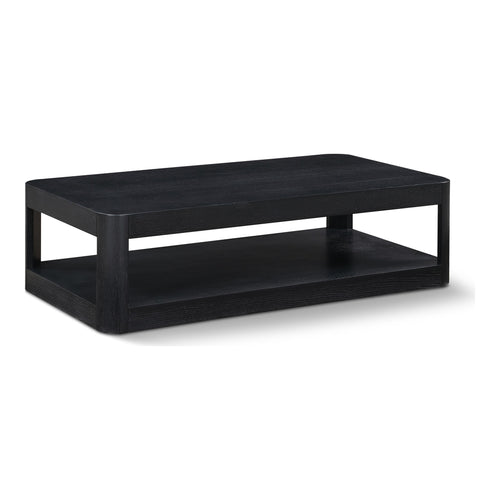 Reeves Solid Wood And Burl Veneer Coffee Table in Black