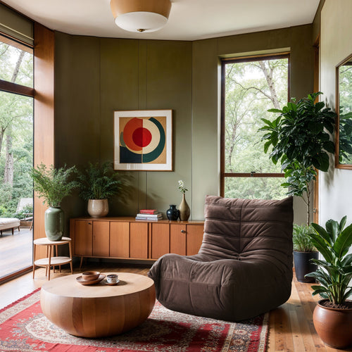 Relax Velvet Upholstered Chair in Brown