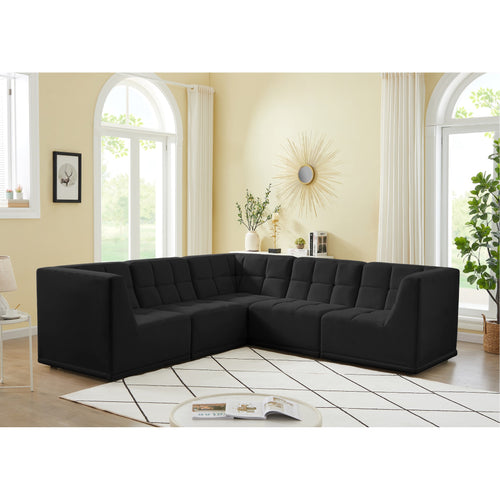 Relax 98" Velvet Upholstered 5pc. Modular Sectional in Black