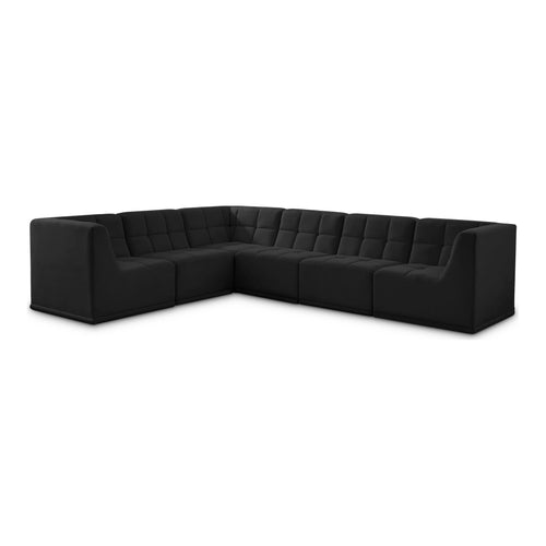 Relax 128" Velvet Upholstered 6pc. Modular Sectional in Black