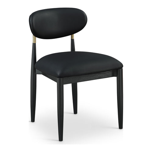 Riccio Vegan Leather Upholstered Dining Side Chair in Black