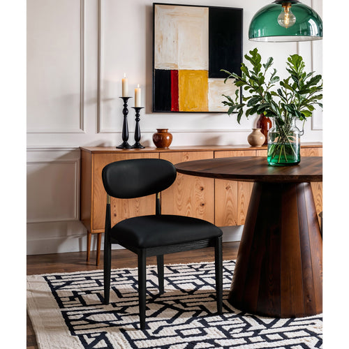 Riccio Vegan Leather Upholstered Dining Side Chair in Black