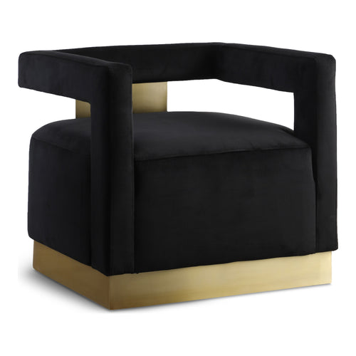 Armani Velvet Upholstered Accent Chair in Black