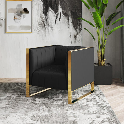 Trillium Velvet Lounge Chair in Black