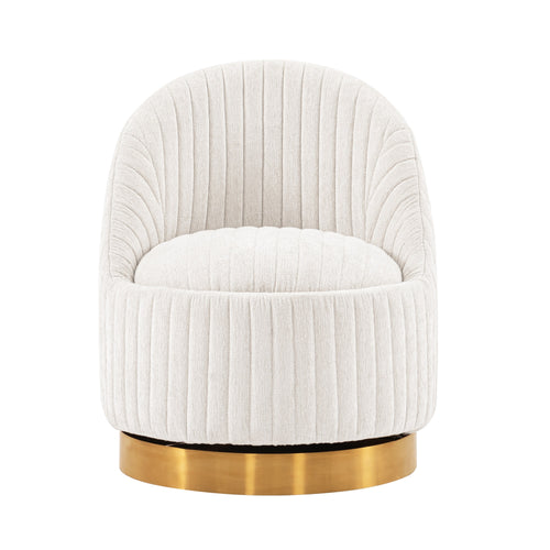 Leela Chenille Swivel Lounge Chair in Cream