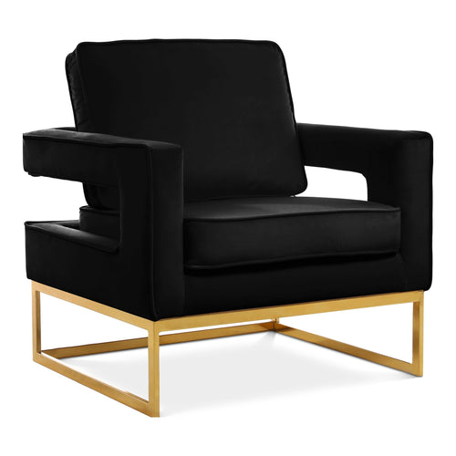 Noah Velvet Upholstered Accent Chair (511-) in Black