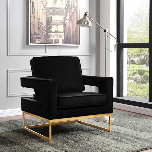 Noah Velvet Upholstered Accent Chair (511-) in Black