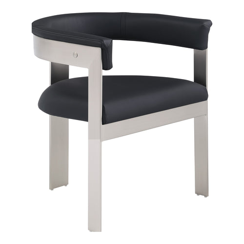 Romeo Vegan Leather Upholstered Dining Chair in Black