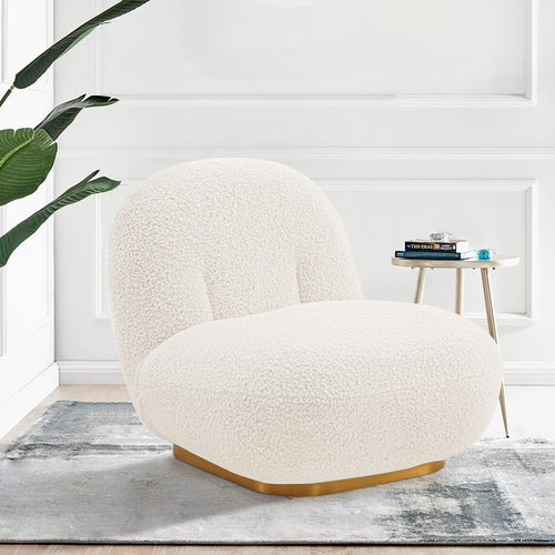 Edina Boucle Lounge Chair in White
