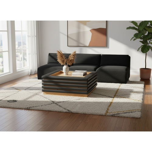 Rory Vegan Leather And Oak Veneer Coffee Table in Black