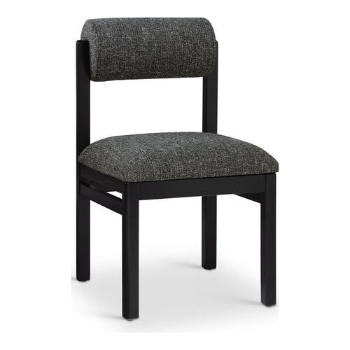 Roundhill Linen Textured Fabric Upholstered Dining Chair in Black