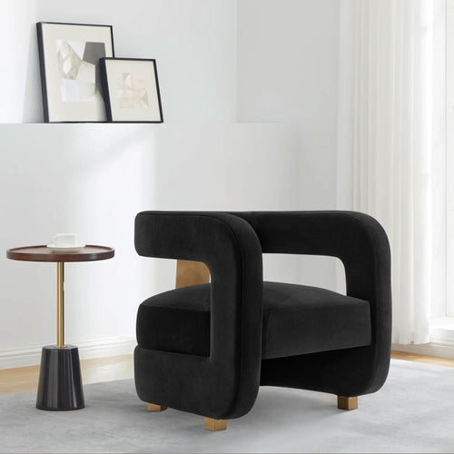 Amirah Velvet Lounge Chair in Black