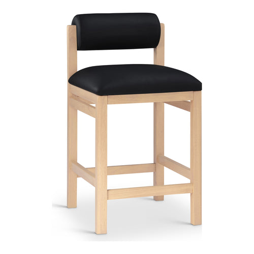Roundhill Vegan Leather Upholstered Counter Stool in Black