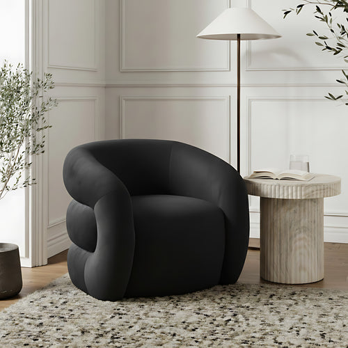 Roxbury Velvet Upholstered Accent Chair in Black