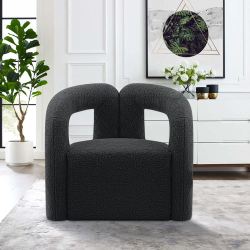 Darian Boucle Lounge Chair in Black