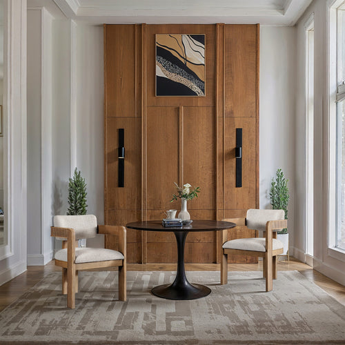Sacha Linen Textured Fabric Upholstered Dining Chair in Beige