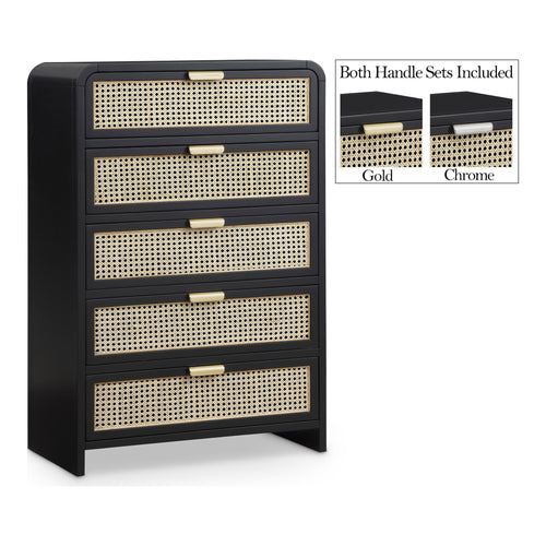 Sage Solid Wood And Natural Cane Wood Chest in Black