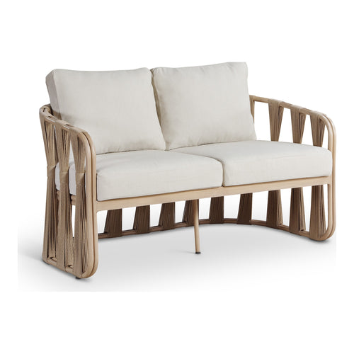 San Pietro 60.5" Water Resilient Fabric Upholstered Outdoor Patio Loveseat in Beige