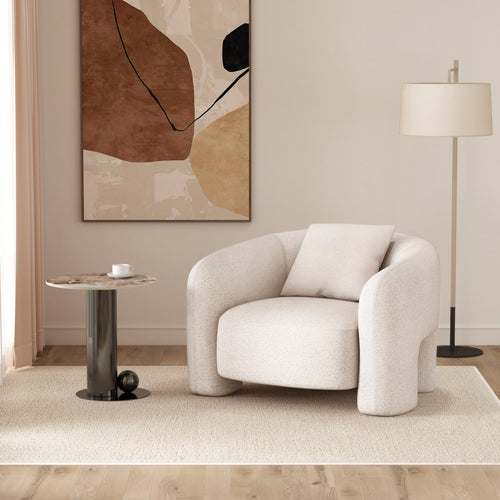 Sylvia Tweed Lounge Chair in Ivory