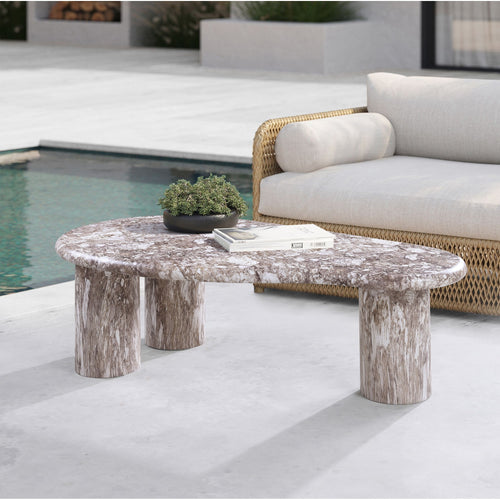 Sassari Marble Finish Concrete Indoor / Outdoor Coffee Table in Brown