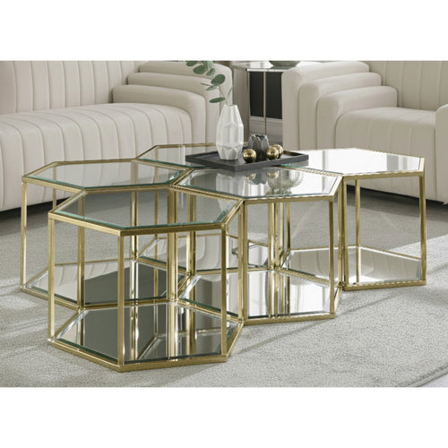 Sei Glass And Steel 5pc. Modular Coffee Table in Gold