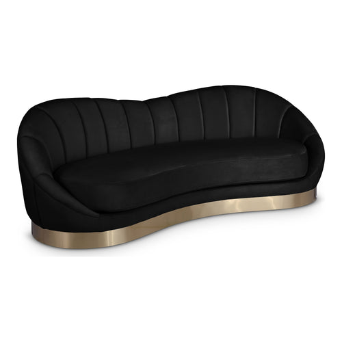 Shelly 91.5" Velvet Upholstered Sofa in Black