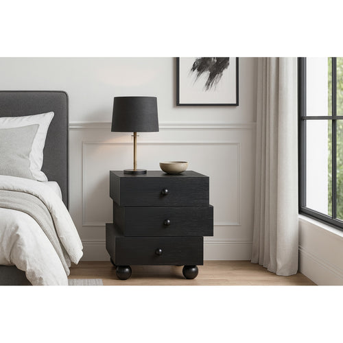 Askew Oak Veneer Nightstand in Black