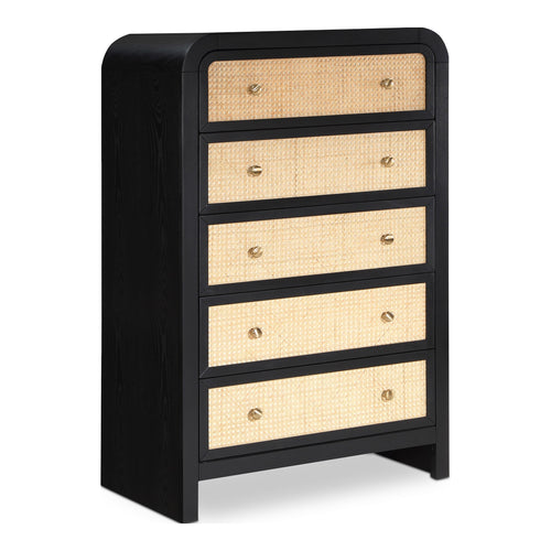 Siena Ash Wood And Natural Cane Chest in Black