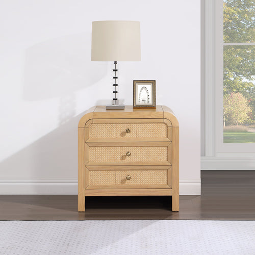 Siena Ash Wood And Cane Nightstand in Natural