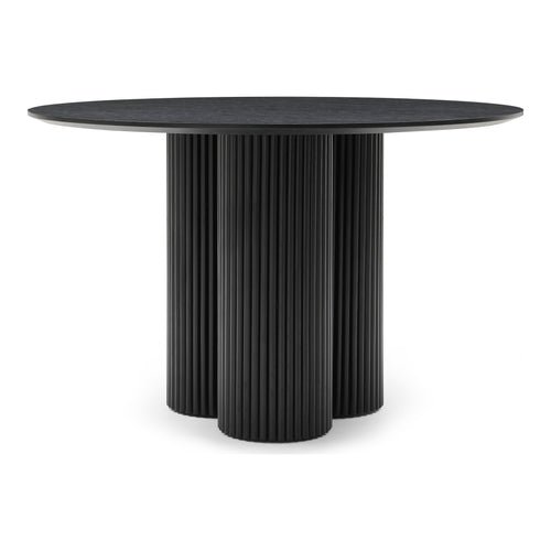 Simba 48" Ash Wood And Oak Veneer Dining Table in Black