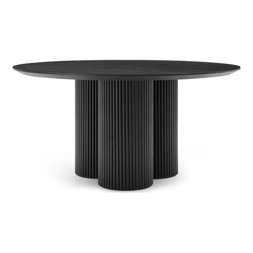 Simba 60" Ash Wood And Oak Veneer Dining Table in Black