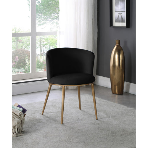 Skylar Velvet Upholstered Dining Chair in Black