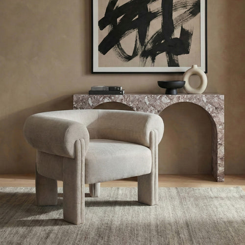 Stefano Fabric Upholstered Accent Chair in Beige