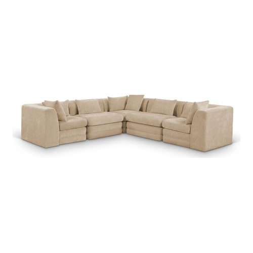 Stellar 114" Chenille Fabric Upholstered 5Pc. Modular Sectional in Beige