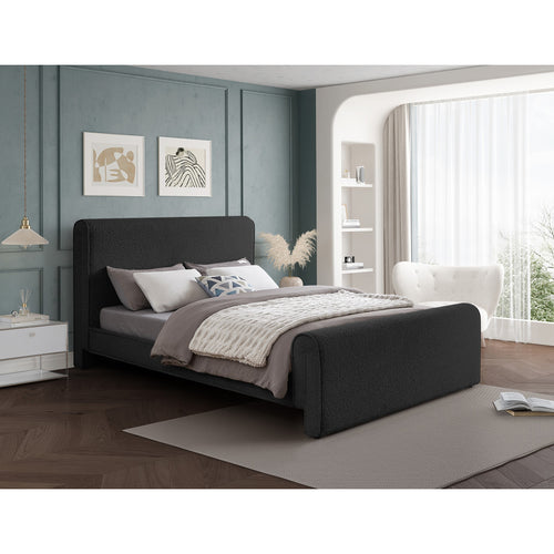 Stylus Boucle Fabric Upholstered King Bed (3 Boxes) in Black