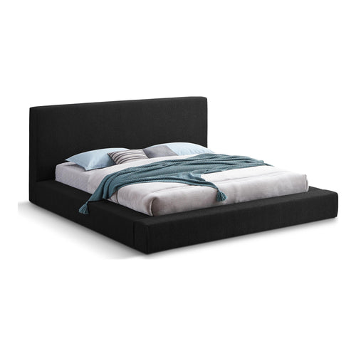 Terra Boucle Fabric Upholstered Queen Bed in Black