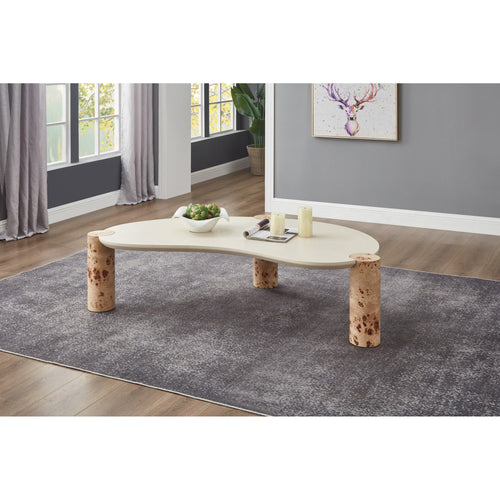 Thor Resin Top And Burl Veneer Base Coffee Table in Natural