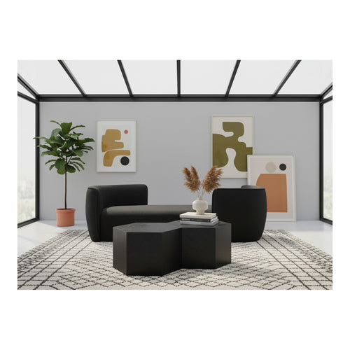 Hilton Boucle Fabric Upholstered Chaise Lounge in Black