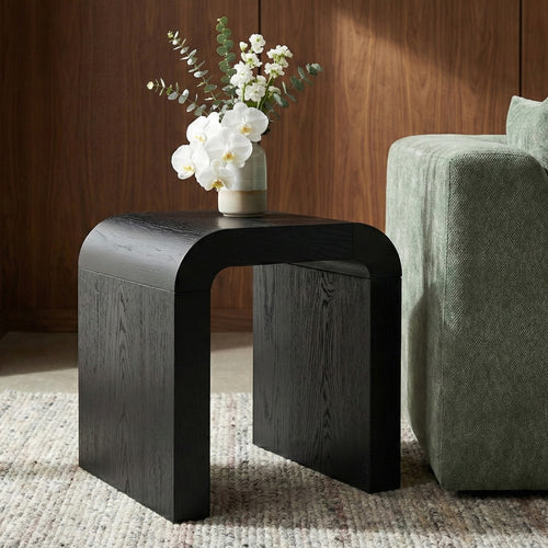 Toulon Oak Veneer End / Side Table in Black