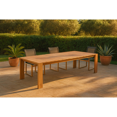 Tulum 108.5" Teak Wood Outdoor Patio Dining Table in Natural