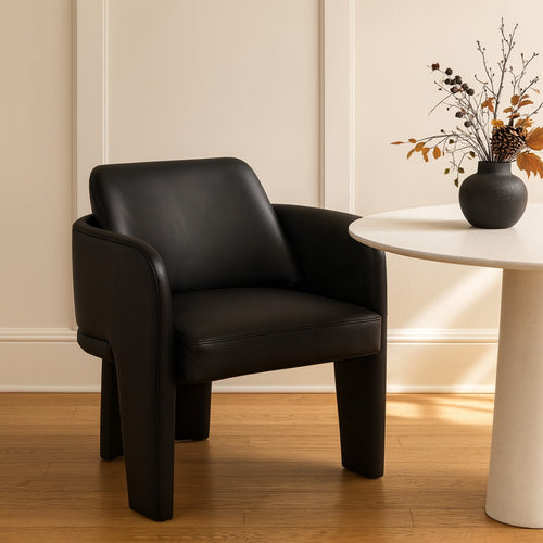 Vanda Vegan Leather Upholstered Dining Chair in Black