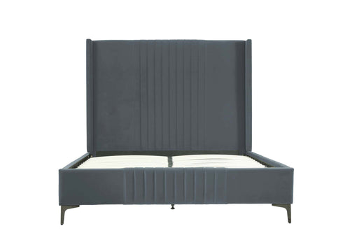 Promenade Velvet Upholstered Queen Bed in Gray
