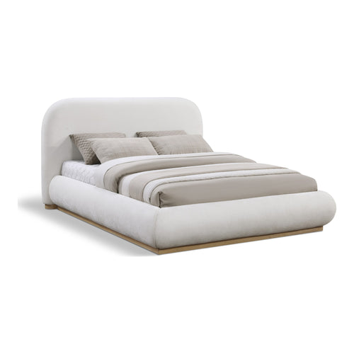 Vaughn Chenille Fabric Upholstered Queen Bed in Cream