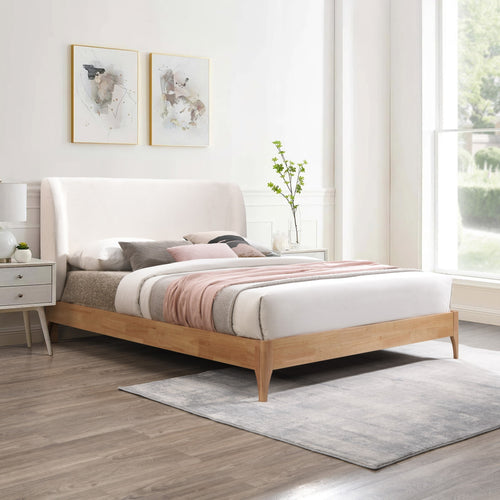 Ventura Fabric Upholstered Queen Bed in Cream