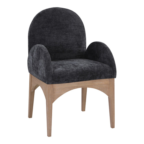 Waldorf Chenille Fabric Upholstered Dining Arm Chair in Black