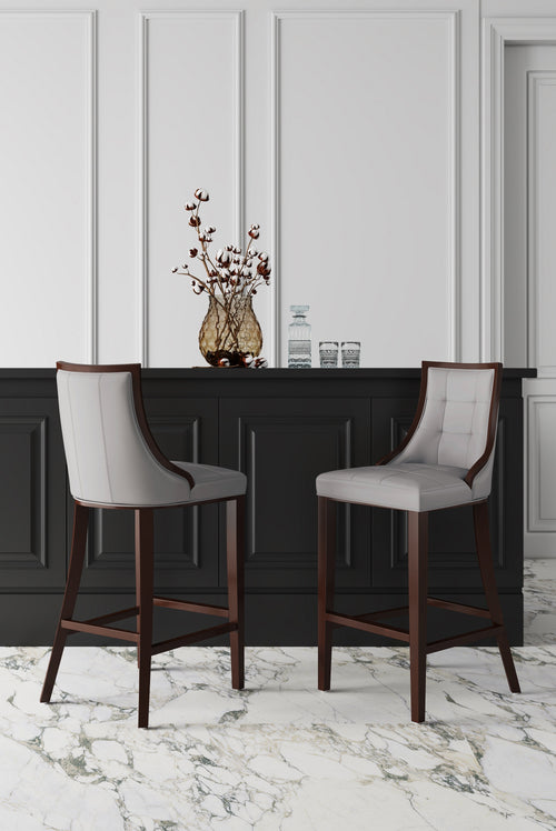 Fifth Avenue Wood Upholstered Barstool in Light Gray