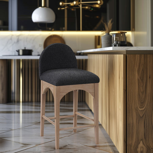 Waldorf Boucle Fabric Upholstered Counter Stool in Black
