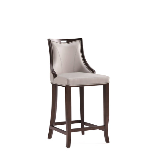 Emperor Wood Upholstered Barstool in Light Gray