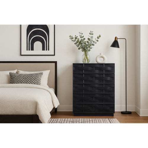 Weave Oak Veneer Chest in Black