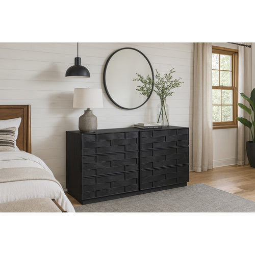 Weave Oak Veneer Dresser in Black